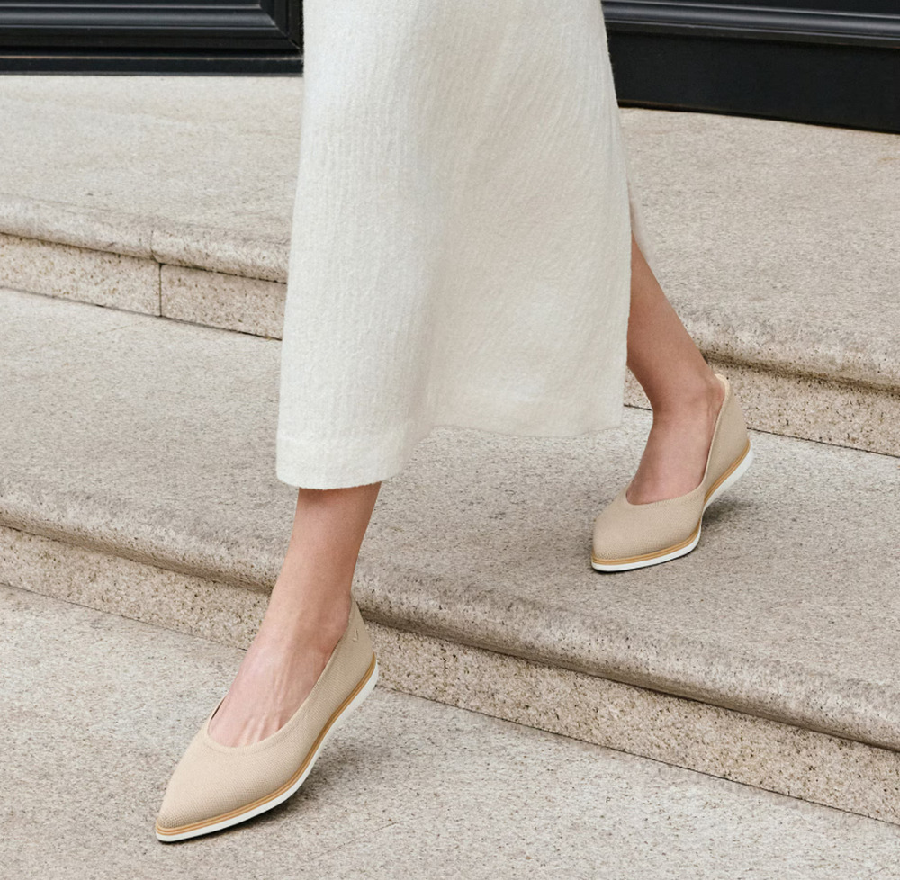 Vivaia Veronica All Day Standing Comfort Wtr Repellent Flats Washable Almond 10